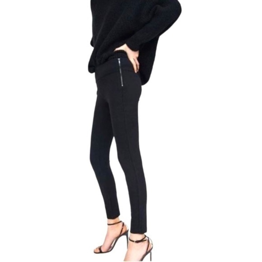 ZARA | TRAFALUC COLLECTION | Jet Black High Waist Side Zipper Ponte Pant